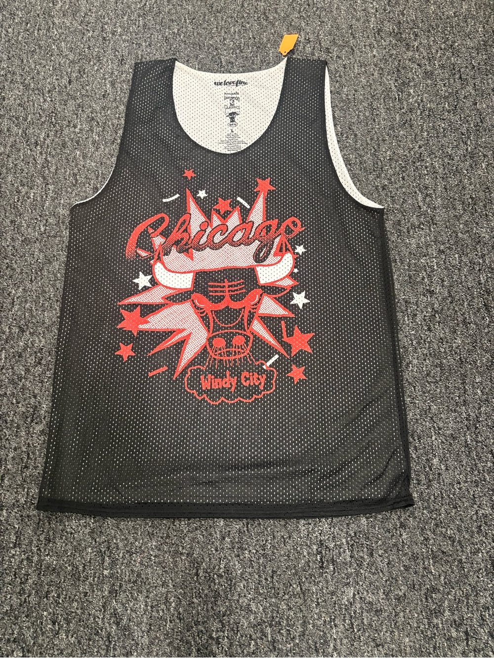 Chicago Windy City Mesh Tank Top - Black & Red Large